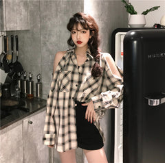Ulzzang plaid shirt KF81318