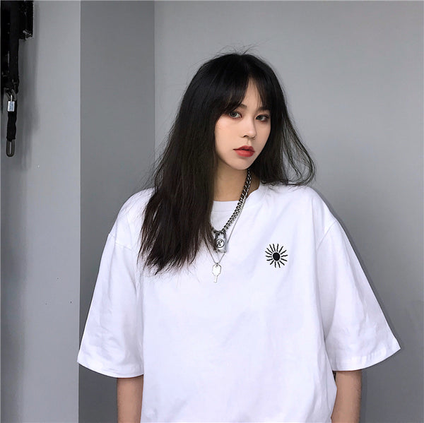 Sun embroidery t-shirt KF90785