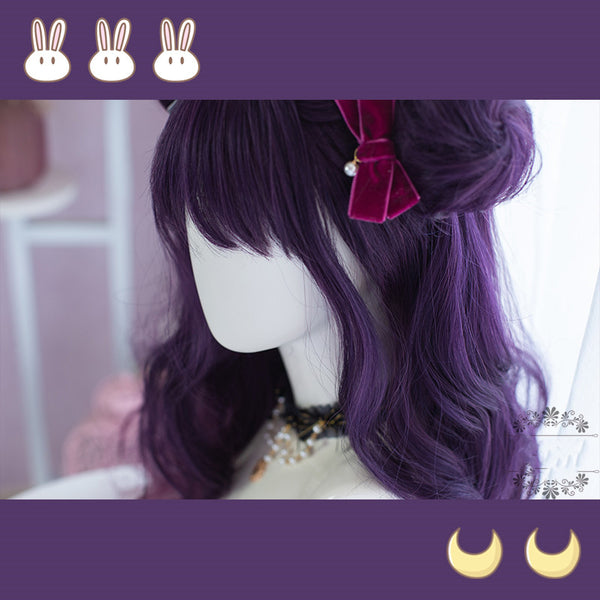 Purple long straight wig KF81266