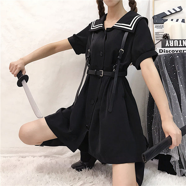 Navy black dress KF9351