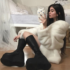 White plush coat  KF81572