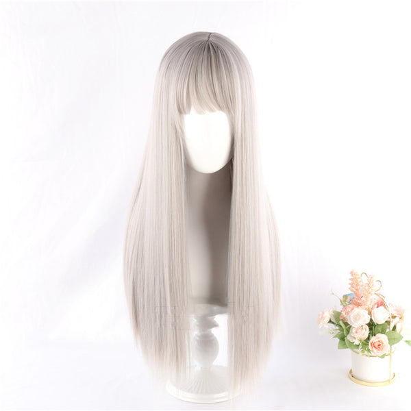 Silver white long hair wig KF82347