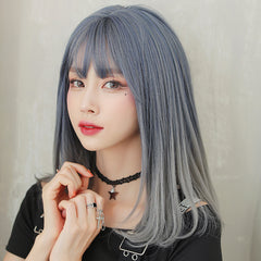 Blue gradient gray wig  KF8208