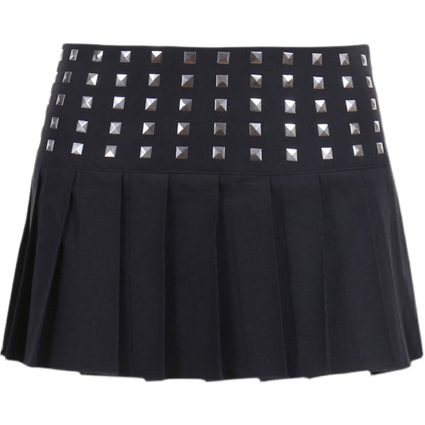 Black Studded Pleated Skirt  KF83506