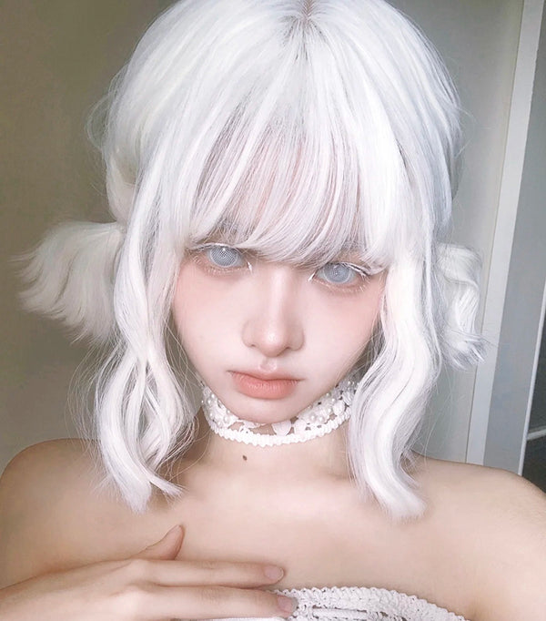 Silver White Short Curly Hair Wig  KF82745