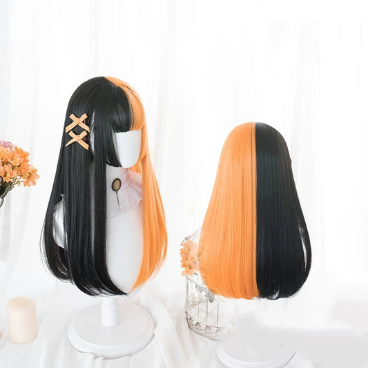 black + orange wig KF81188