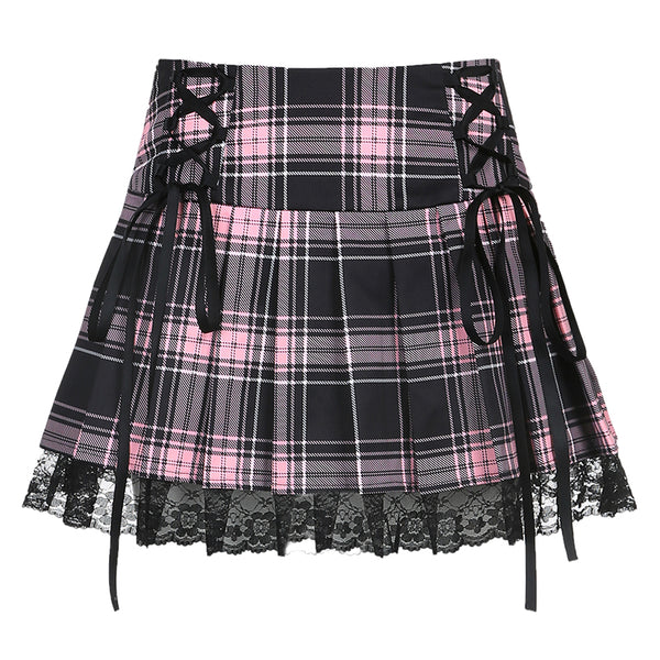 Harajuku Check Pleated Skirt KF81853