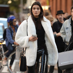 White plush coat  KF81572