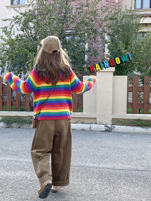 Rainbow Striped Sweater KF9488