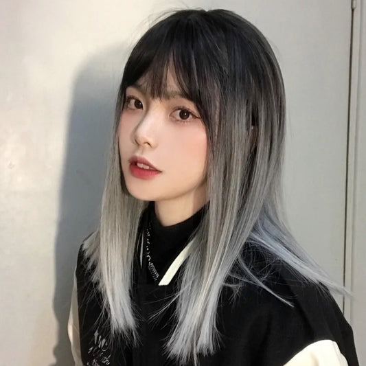 Gradient long straight hair KF82914