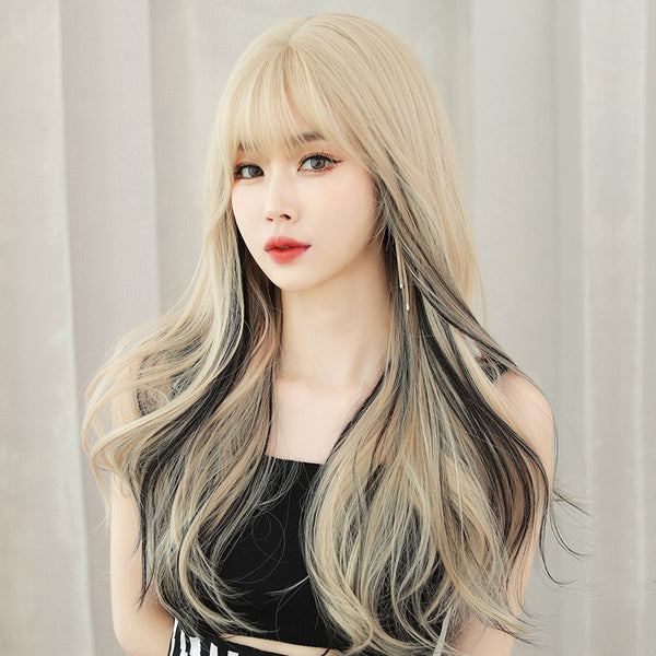 Big wavy blonde long curly hair wig  KF9307