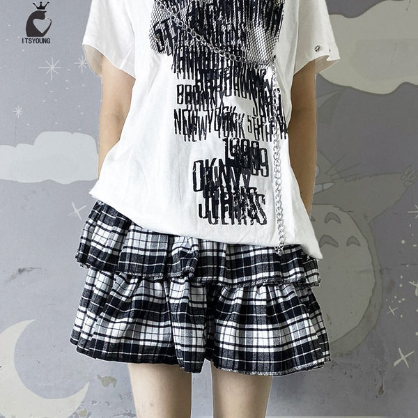 Punk Plaid Pleated Skirt + Leg Covers  KF82626