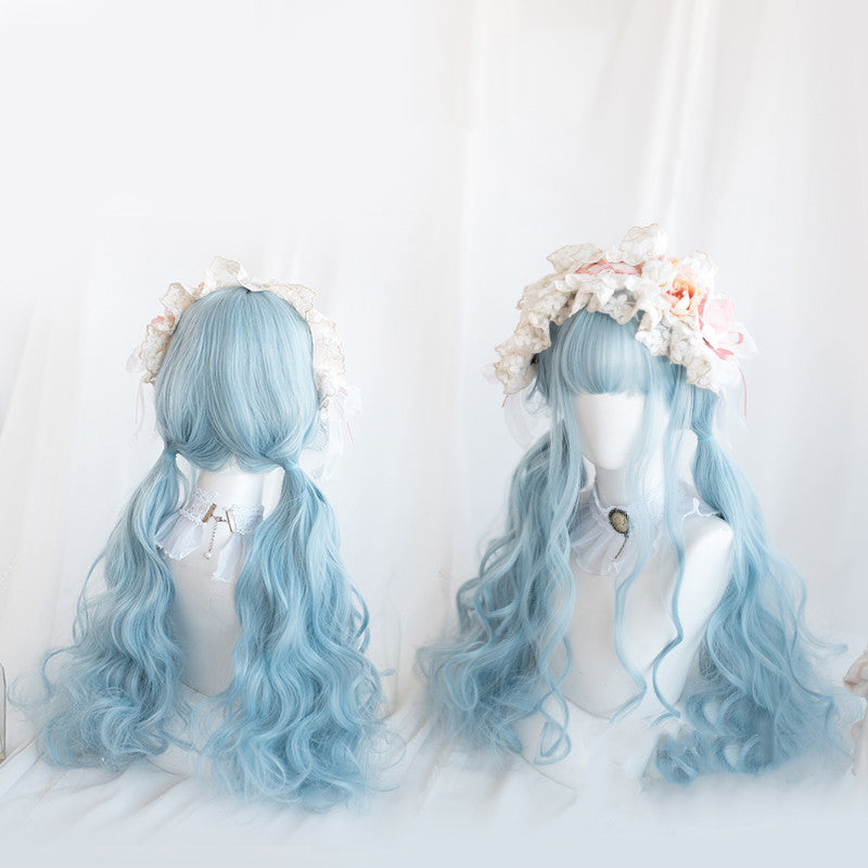 Aqua blue big wave wig KF400905