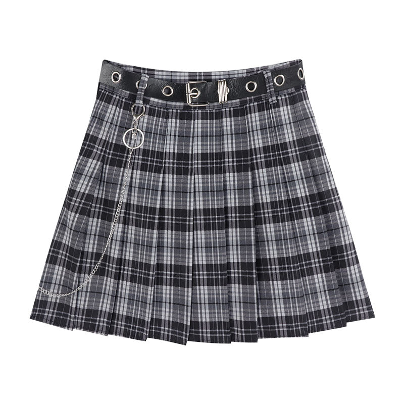 black plaid skirt  KF81546