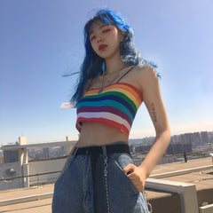 Rainbow striped vest KF81153