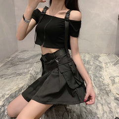 Punk dark skirt sets  KF82188