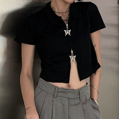 Punk chain crop top  KF82190
