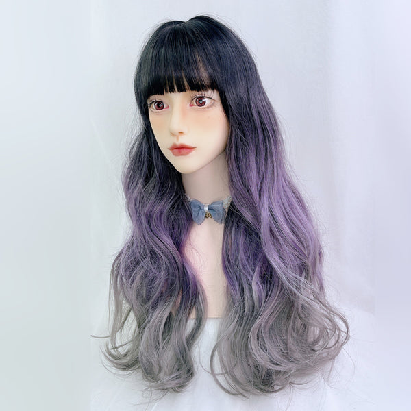 Purple gradient long curly hair wig KF82430