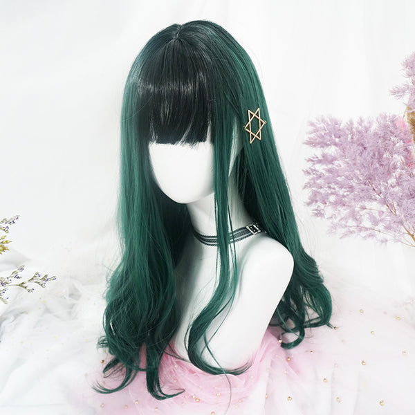 Harajuku Green Long Curly Wig KF81693