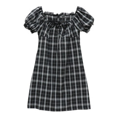 Black plaid dress KF81490