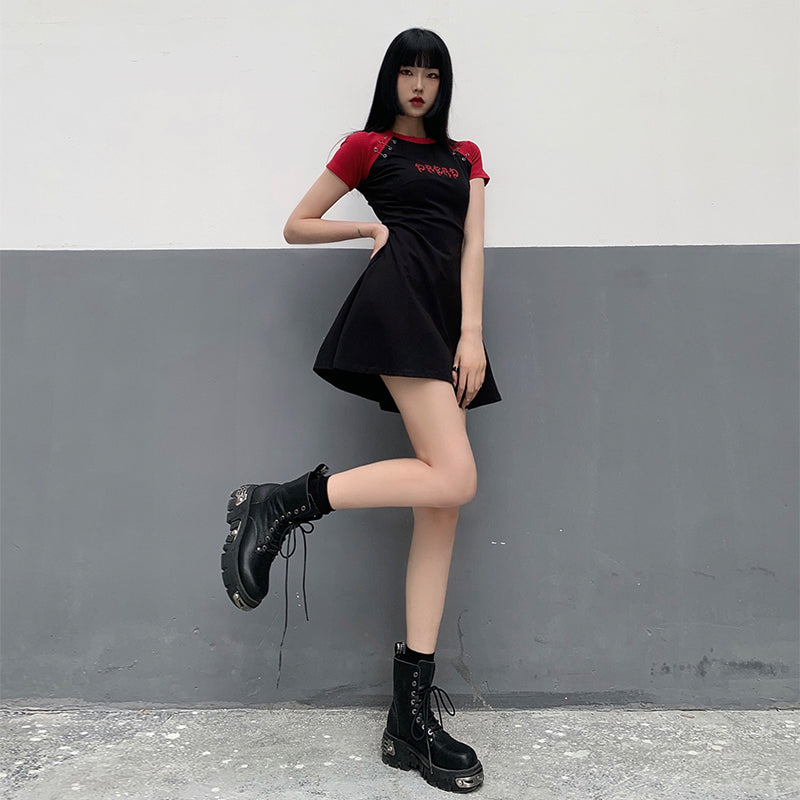 Red and black T-shirt dress  KF40038