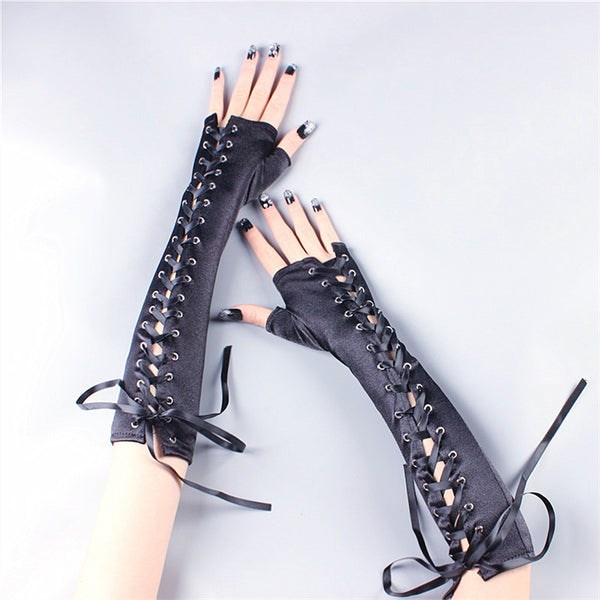 Punk black gloves KF9163