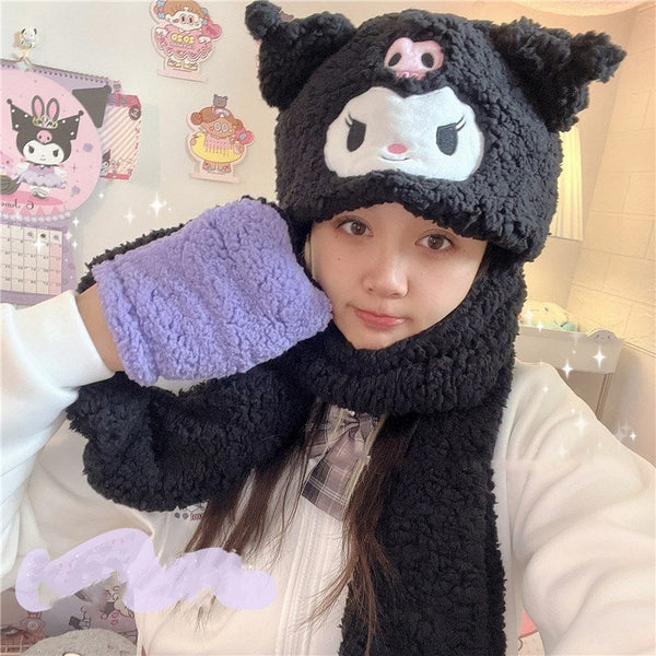 Cute cartoon scarf gloves  KF82559