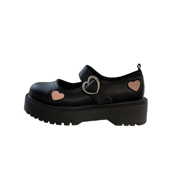 cute black leather shoes  KF82556