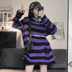 Purple Striped Sweater  KF82564