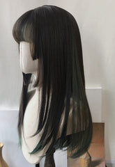 Cospaly dark green long straight hair wig  KF82184
