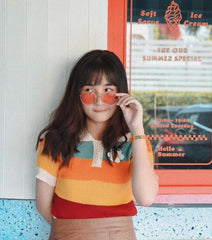 Rainbow T-shirt + orange skirt KF90523
