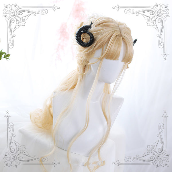 Golden long roll wig KF90552