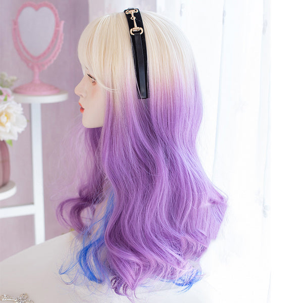 White blue purple gradient wig  KF82488