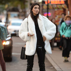 White plush coat  KF81572