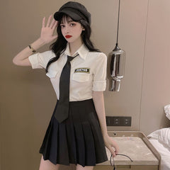 White shirt + black skirt two-piece suit  KF9237