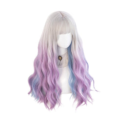 Gradient blue and purple long curly wig  KF82675