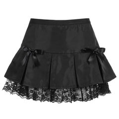 Bowknot lace pleated skirt KF82032