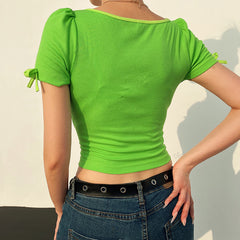 Green bow T-shirt KF81420