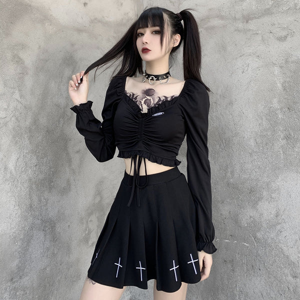 Harajuku black T-shirt KF81814