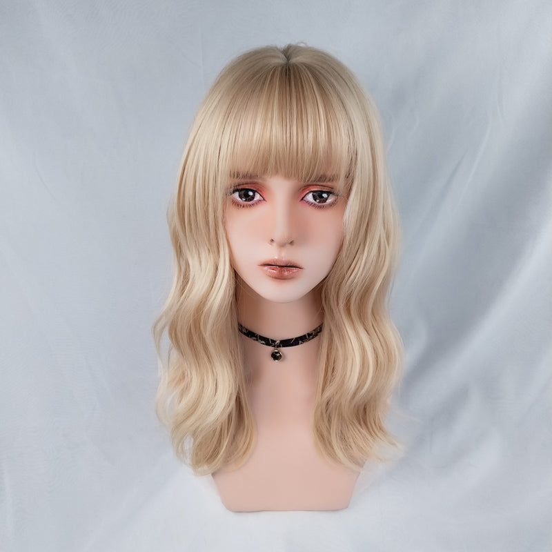 Golden lock long curly wig KF81501