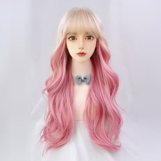 Lolita gold powder long curly hair wig KF82428