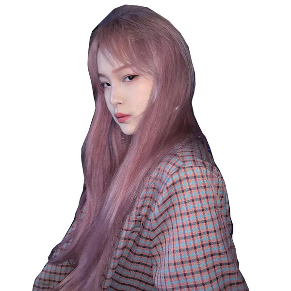 Pink long straight wig KF81406