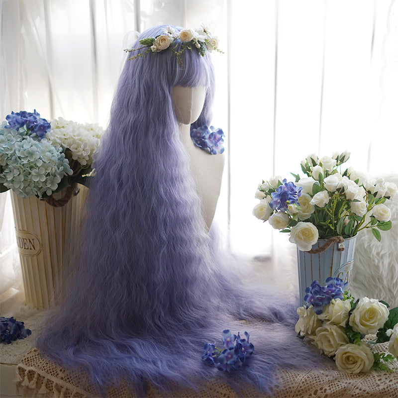 blue-purple  long curly wig  KF82925