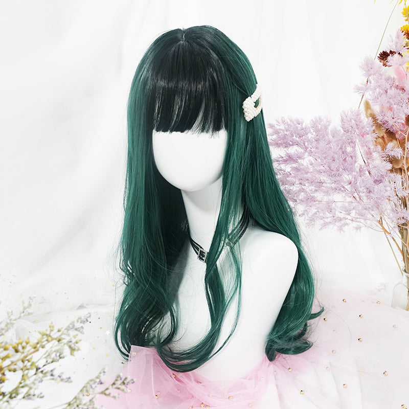 Harajuku Green Long Curly Wig KF81693