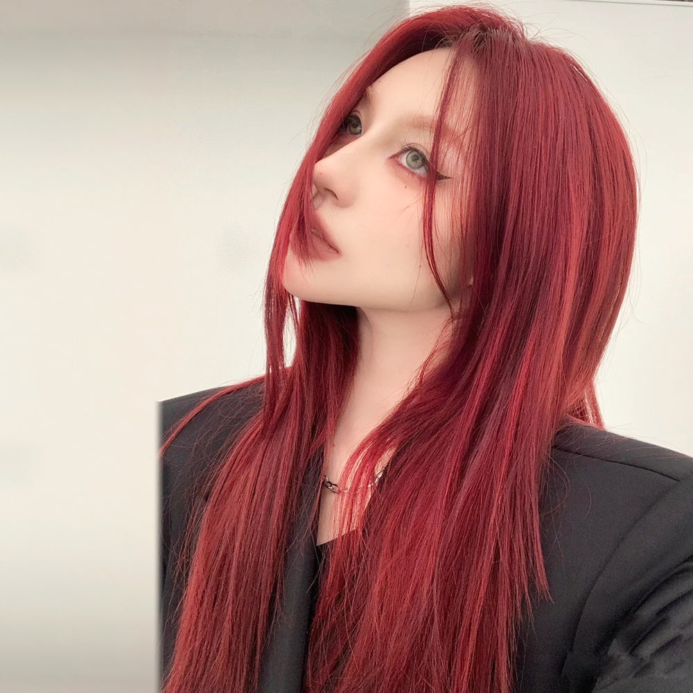 RED LONG STRAIGHT WIG  KF82913