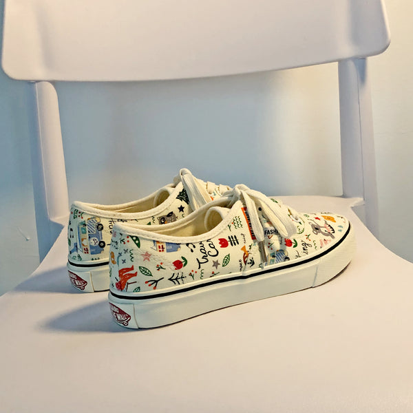Hand drawn doodle canvas shoes  KF9543