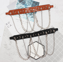 Dark punk chain belt KF81817