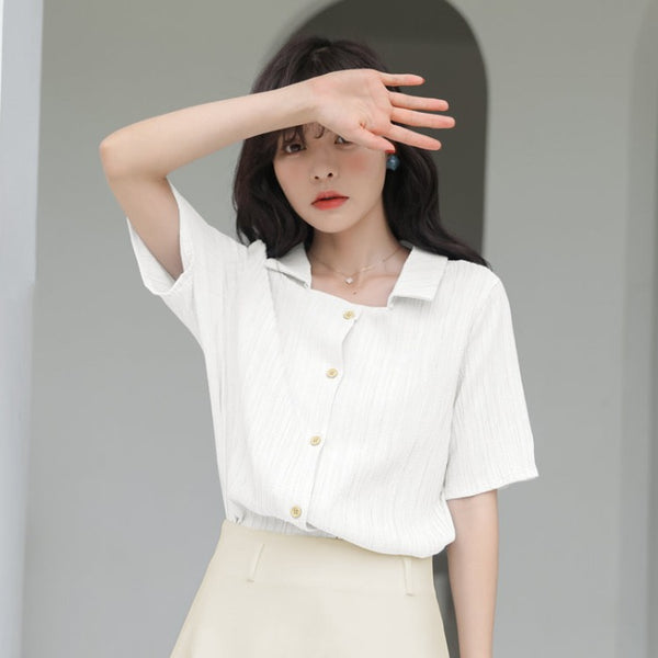 Kfashionstyle Collared Button Up Blouse KF10036