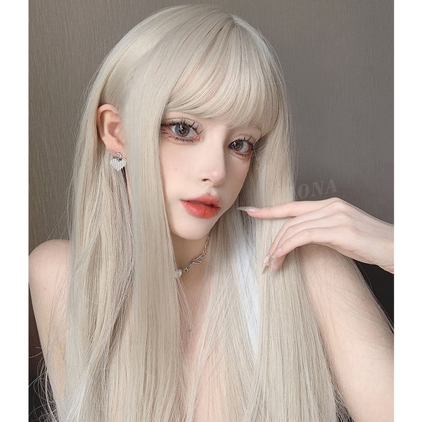 White long straight wig KF82023