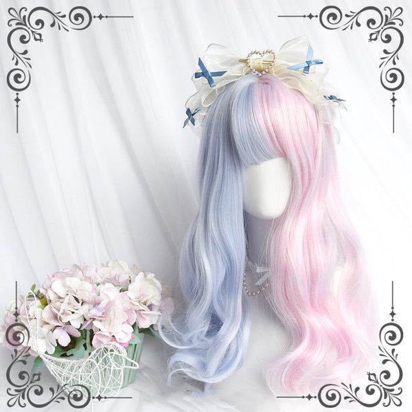 Lolita pink blue long curly hair KF81768